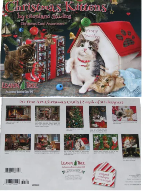 Leanin Tree Christmas Kittens Holiday Card 20 Christmas Cards Box Envelopes