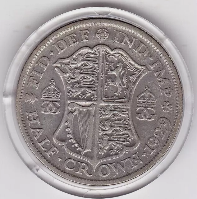 Sharp  1929  Silver  (50%)  King  George  the  5th  Half  Crown  Coin