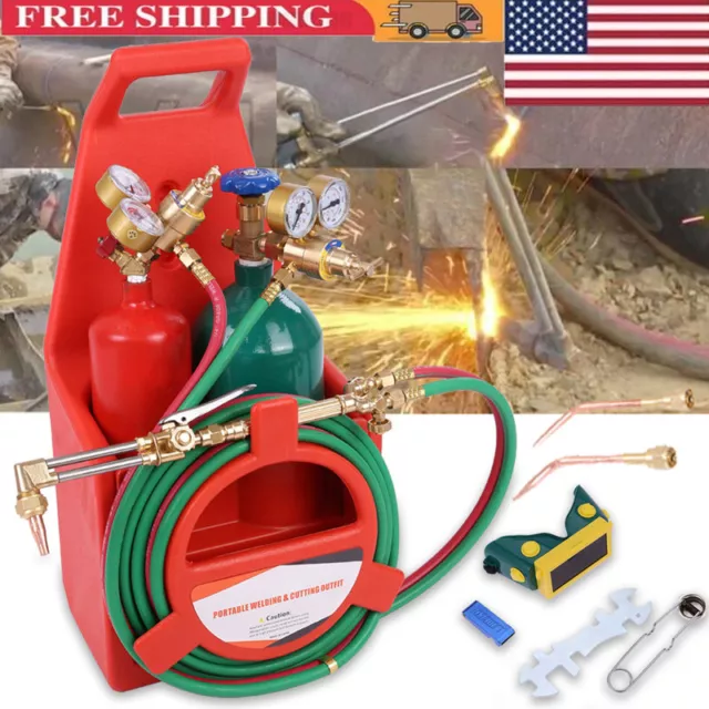 Oxygen Acetylene Torch Kit Portable Cylinder Metal Stand Welding and Cutting Kit