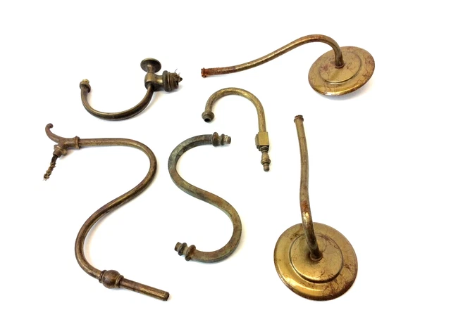 Lot of Vintage Used Brass Metal Light Fixture Arms Parts Sconce Lighting