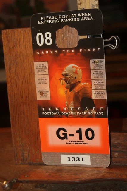 Tennessee Vols Season Ticket Holder Parking Pass 2008