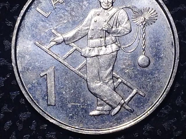 Latvia Lettland coin 1 lat Lats 2008 Chimney Sweeper