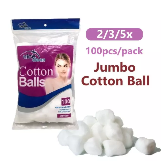 Nice Clean Jumbo Cotton Balls 100 Pcs 2/3/5x