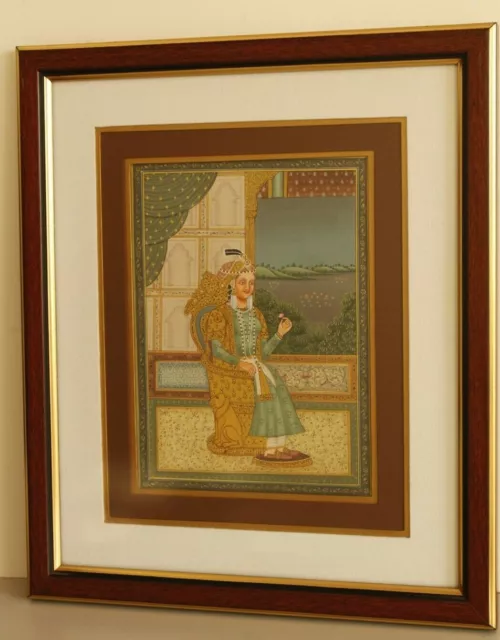 Miniature Portrait De Moghol Impératrice Muattar Mahal Peinture - Avec Encadré