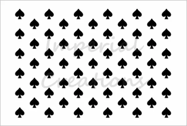 Hoja de plástico plantilla de diseño de patrón de forma de póquer SPADES 7,5"" x 11"" NUEVA S408