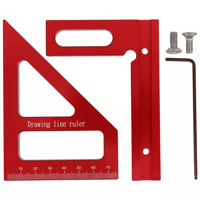 Regla de carpintería de aleación de aluminio rojo herramientas de medición para carpintería triángulo