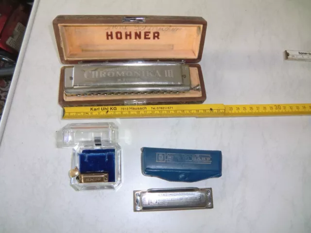 3 alte hohner mundharmonikas