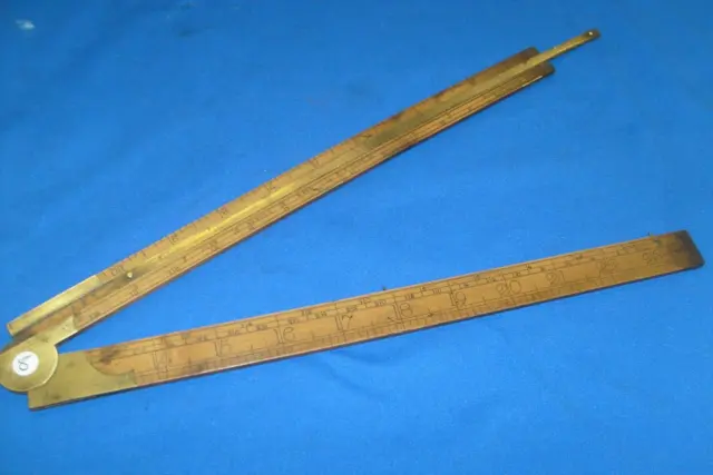 24" 2 fold boxwood timber rule with slide, John Rabone & Son, mid 19th Century