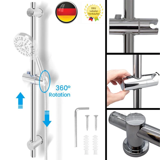 Duscharm Edelstahl Verchromt, 43 Cm - Wandmontage Für Duschkopf, Inkl. Dekorativer Abdeckung