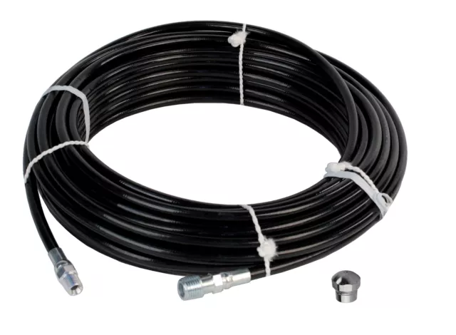 Schieffer 1/8" x 100' 4800 PSI Thermoplastic Sewer Jetter Hose & 4.0 Nozzle
