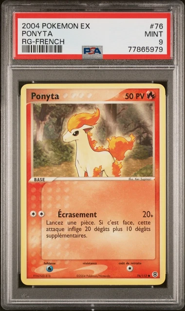 Carte Pokemon Ponyta 76/112 EX Rouge feu Vert Feuille PSA 9 🔥🔥