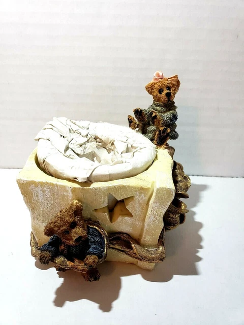 1995 Boyds Bears Bailey & Matthew "The Gift" Votive Candle Holder #27723 NOB