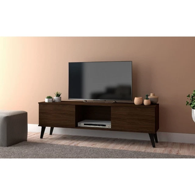 Manhattan Comfort Doyers 53.15 Mid-Century Modern TV Stand in Nut Brown