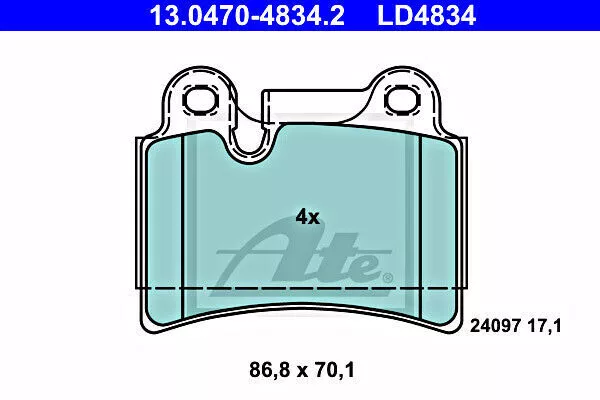 ATE Hinterachse Scheibenbremse Keramik Bremsbelagsatz Für VW Touareg 7L6698451B