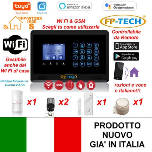 Kit Alarme GSM Tactile WIBY – Sans Fil, Compatible Alexa Et Google, Intérieur/extérieur