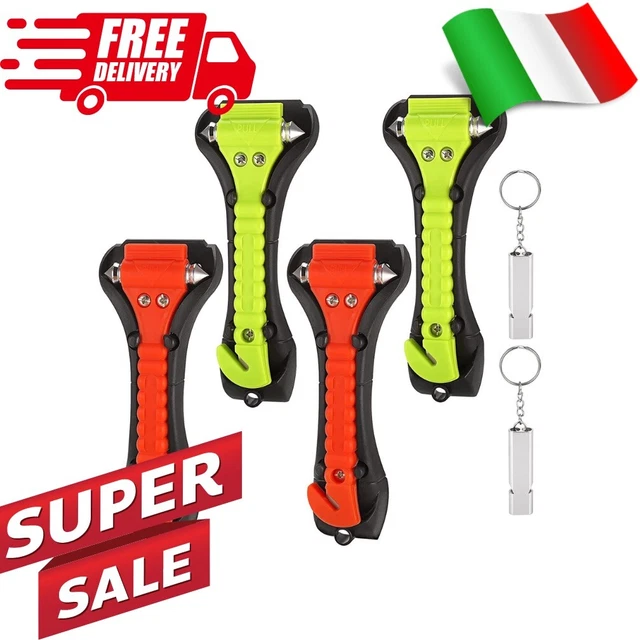 4 pezzi Martello di emergenza per auto con taglia cinture, 2 in 1 Martelletto
