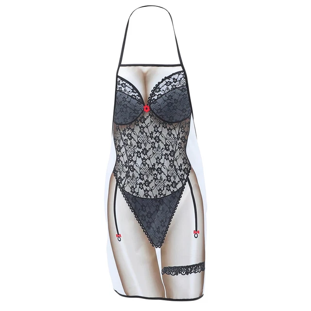 1 pieza Delantal de Encaje Sexy Bikini Cocina Uso Hogar Delantal de Cocina (Negro)