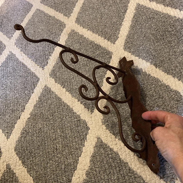 Antique Rustic Wall Hanging Planter Bracket Hook Hanger Ornate Iron Spanish￼￼￼￼