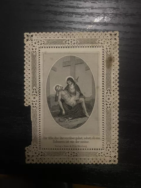 Antique Catholic Prayer Card Religious Collectible 1890's Jesus Marry Holy Card.