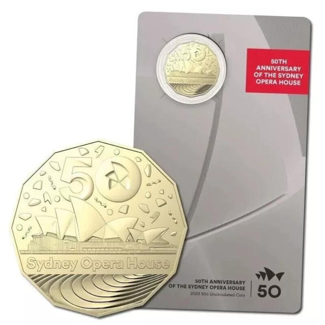 2023 Sydney Opera House 50th Anniversary Carded 50c UNC Coin