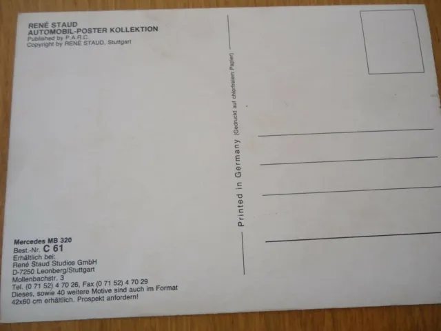 A Encadrer Carte Postale N° 15X10 Rene Staud P.a.r.c Mercedes Mb 320  Automobile 2