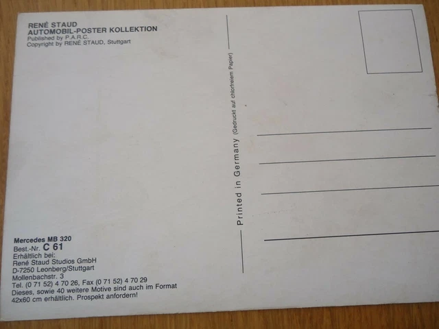 A Encadrer Carte Postale N° 15X10 Rene Staud P.a.r.c Mercedes Mb 320  Automobile 2