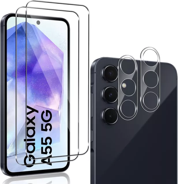 2X Schutzglas ( Display + Kamera ) für Samsung Galaxy A55 5G Panzerfolie Full 9H