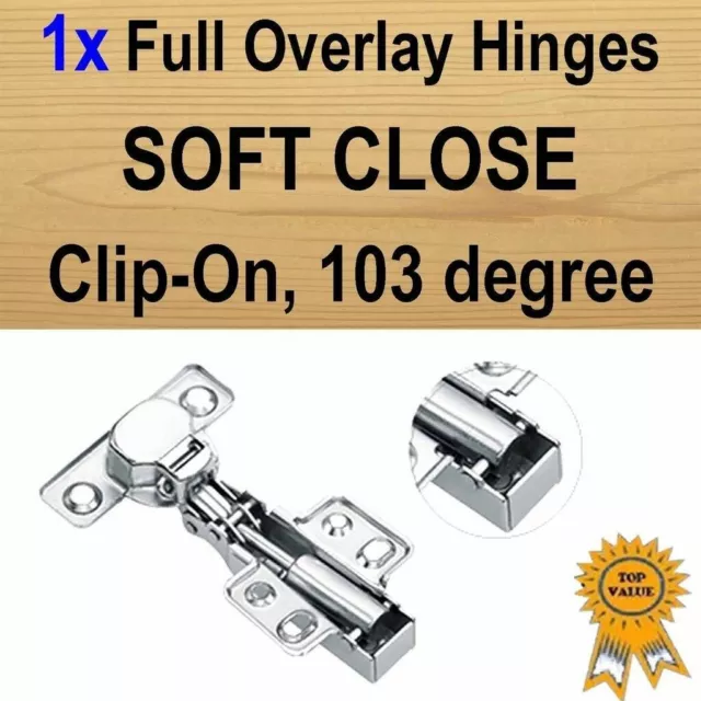 1 x Door Kitchen Cabinet Cupboard Soft Close Full Overlay Hinges