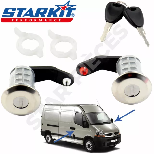 pour RENAULT MASTER II 1998-2010 4x BARILLETS CYLINDRE SERRURE DE PORTE  CLÉS