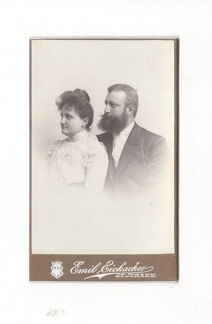 CDV Foto Feines Paar mit Widmung - St. Johann-Saarbrücken 1900er