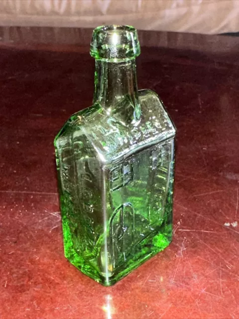 Vintage Green  Glass  E. C. Booz’s Old Cabin Whiskey Bottle 1840 Philadelphia