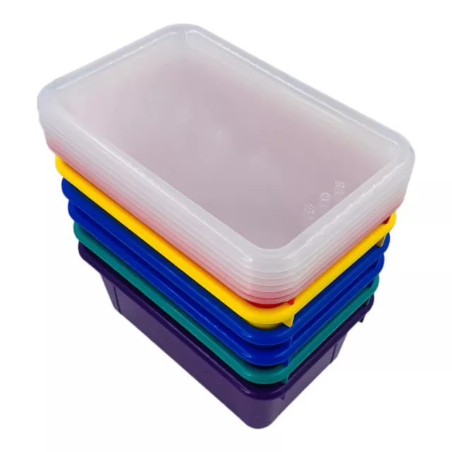 6/Case Storex Small Cubby Bin w/ Lid Toy Storage 12.25 x 8 x 5.25 Assorted Color 3