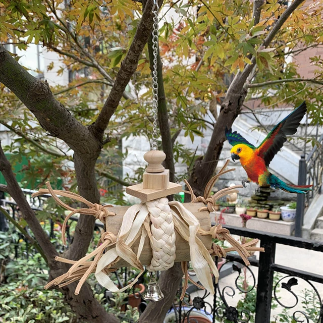 Juguete Mascota Pájaro Exquisito Descompresión Divertido Tubo de Madera Cuerda Mordedura de Pájaro Juguete Saludable
