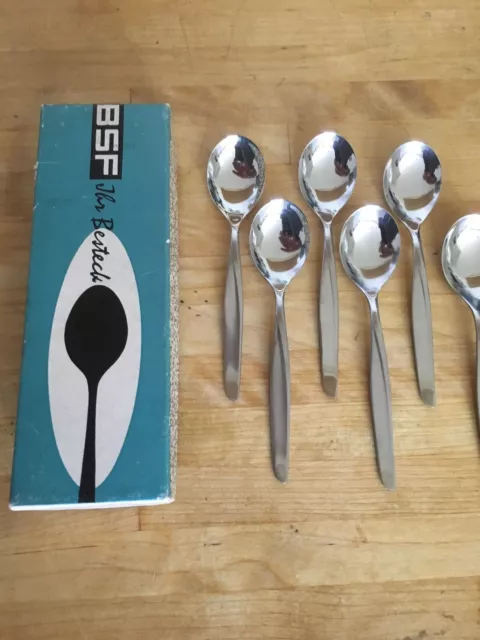 BSF Canada Stainless Steel Cutlery 6 Mocha Espresso Spoon Top Condition Boxed