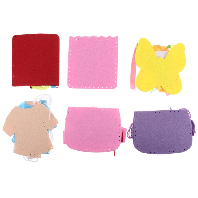 Kit de fabricación de bolsos de mano de 6 piezas hágalo usted mismo vellón hecho a mano kit de fabricación de bolsos (estilo aleatorio)