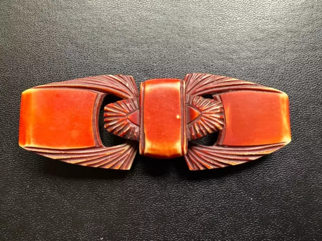 Rare French Antique Art Deco Bakelite Coat Buckle 4" Long