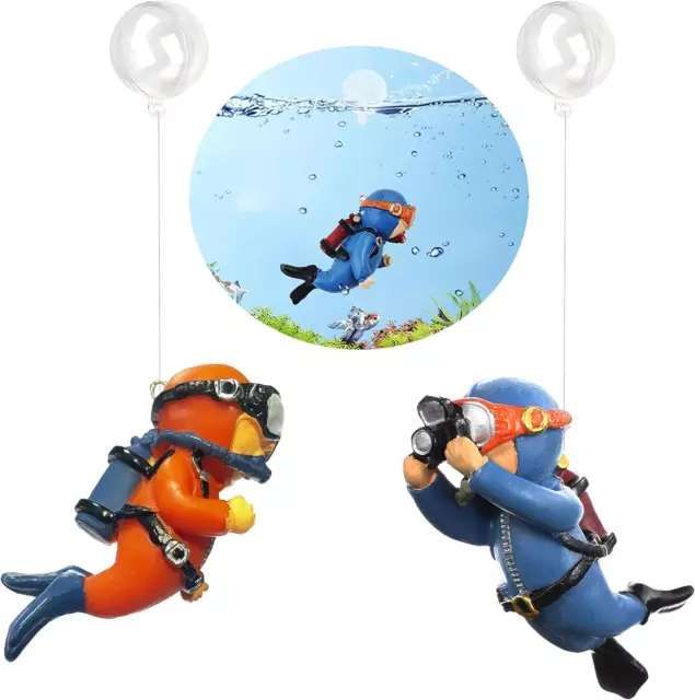 2-Pack Floating Fish Tank Decorations Cute Little Diver Aquarium Decoration Gift