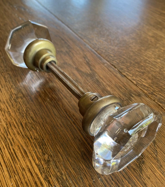Antique Vintage Glass Leaded 8 Sided Knobs Octagon Light Purple Cast
