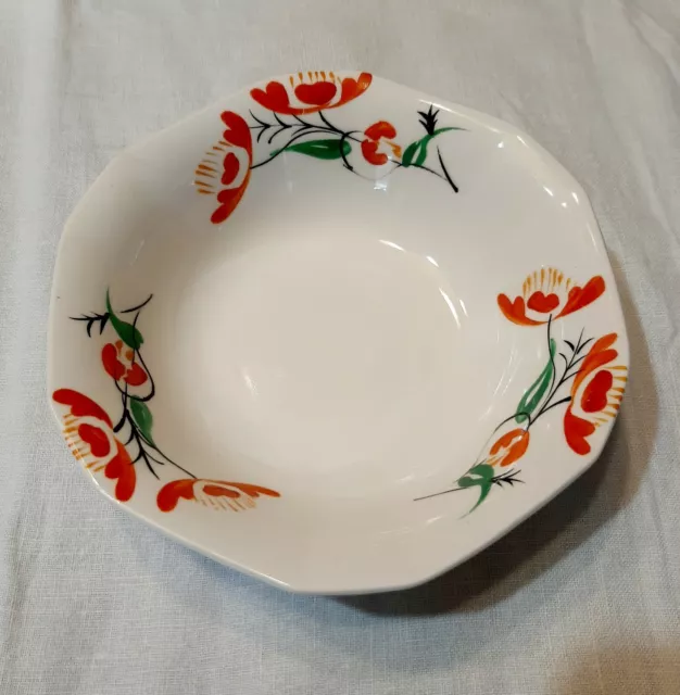 Alfred Meakin England Louden Red Orange Poppy Hand Painted 6" Bowl RARE 1930s 3