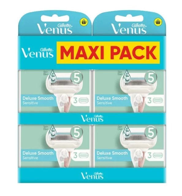 MAXI PACK lames Gillette Venus Deluxe Smooth Sensitive  5 lames ( 12 recharges)