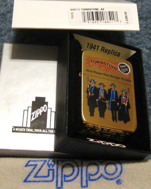 ZIPPO TOMBSTONE AZ 1941 Replica Lighter THE TOWN TOO TOUGH TO DIE 80813 Brass 2