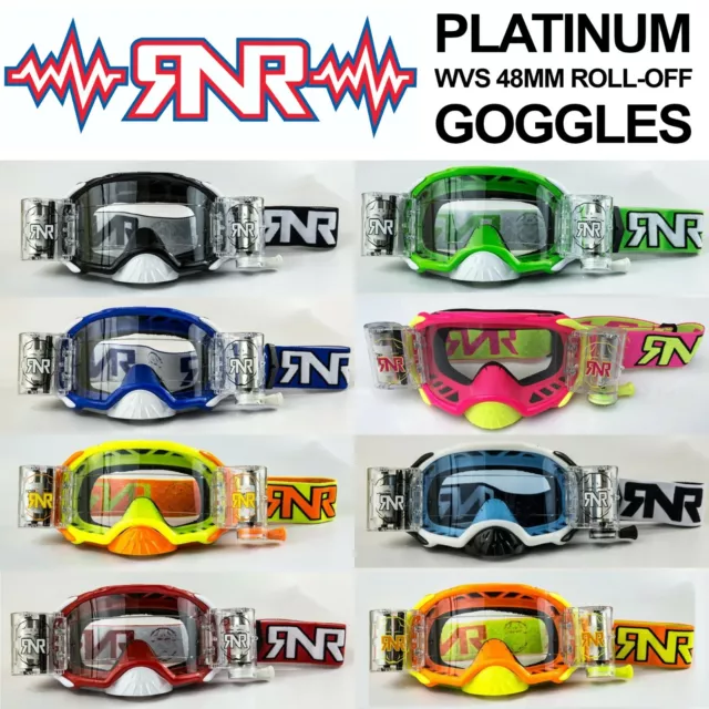 Rip N Roll RNR Platinum WVS 48mm Roll-Off Motocross MX Autograss Enduro Goggles