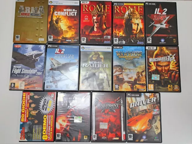 Lotto 14 Giochi PC CD-ROM Guerra Azione Spara Spara Flight Simulatore