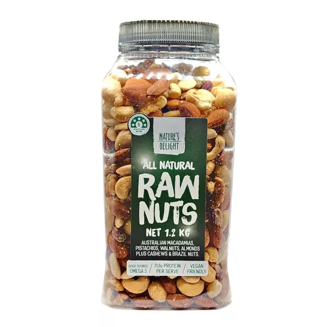 Mixed Dried Raw Australian Unsalted Nuts All Natural Gluten Free Vegan 1.2kg