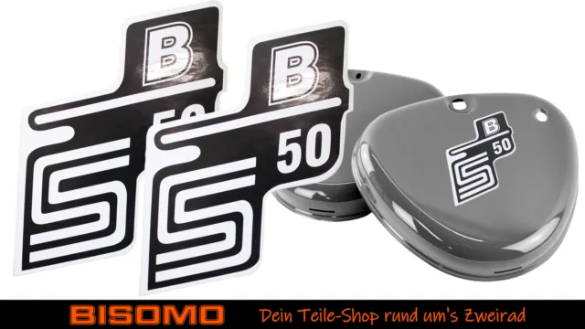 2x Aufkleber Simson S50 B Schwarz + weiß für Seitendeckel links + rechts Sticker
