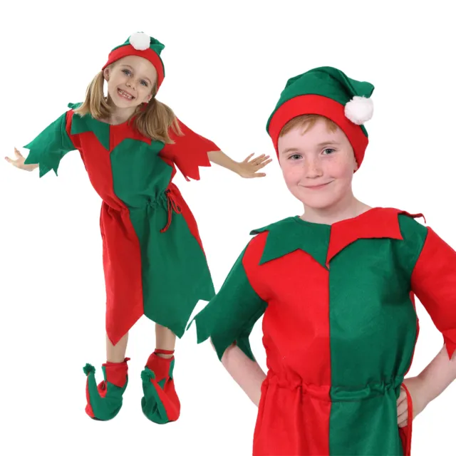 Childs Elf Costume Christmas Festive Santas Little Helper Xmas Fancy Dress
