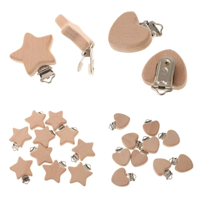 20pc hêtre en bois bébé sucette sucette porte-sucettes Clips factices