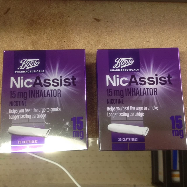 INHALADOR NICASSIST 2 CAJAS 40 CARTUCHOS 15mg NICOTINA CADUCIDAD MARZO 2025 NUEVO