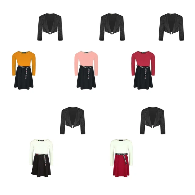Abito da pattinatore con cintura ragazza Tik Tok manica lunga in pizzo set bolero 3-14