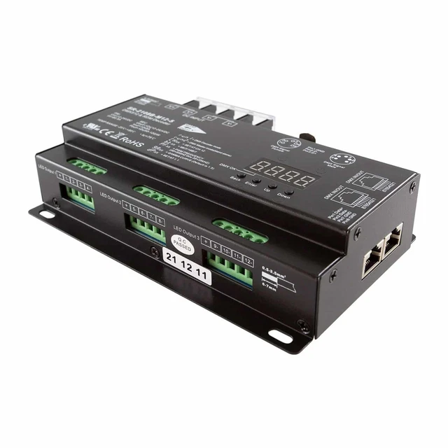 SIRS-E LED DMX RDM Decoder 12 Channel RGB RGBW Controller 5A/CH, 12-24V ...